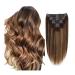 Secret Hair Extensions Straight Clip In Hair Extensions Human Hair Extensions P4/27 Medium Brown Mixed Blonde Full Head Clip Ins Natural Hair With 18 Clips Hair Decor for Women Girls (Size : 20inch 20inches 120g/Set