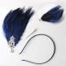 1920s Feather Flapper Headband | Roaring 20s Gatsby Hair Clip - Black - Buy Online on GoSupps.com