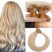 20" Nano Ring Tip Hair Extensions Real Human Hair 50Strands #60 Platinum Blonde (50g)