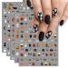 JMEOWIO 9 Sheets Halloween Nail Art Stickers Decals Self-Adhesive Ghost Pumpkin Black Hat Nail Supplies Nail Art Design Decoration Accessories