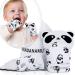 Baby Teething Mitten BPA-Free Panda Teething Mitts Teething Toy Infant Teether with Travel Bag(1 Pair) 2 Mittens