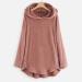 Bigfanshu Womens Sweaters Solid Fleece Asymmetrical Button Hem Plus Size Hoodie Top Sweater Blouse Pink - Buy Online on GoSupps.com