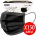 x150 Black Disposable Face Masks Generise 3Ply Non-Medical Face Masks UK Stock by YiHub - Breathable Disposable Face Masks Black to Cover Mouth & Nose - Buy Online on GoSupps.com