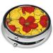 Pretty Poppy Flowers Round Pill Box | 3 Compartment Mini Decorative Travel Medicine Organizer - Buy Online on GoSupps.com