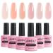 AIMEILI Hema Free Rubber Base Gel For Nails  Soak Off U V LED Clear Sheer Gel Nail Polish  4 in 1 Nail Strengthen/Enhance/Base Coat/Color Gel Polish Set Of 6pcs X 10ml - Kit 47 KIT4