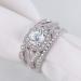 Topaz Zircon 925 Sterling Silver Three-Piece Wedding Ring Set | Cubic Zirconia Engagement Ring | Classic CZ Diamond Ring for Women | Size 9 - Buy Online on GoSupps.com