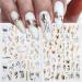 Nine Sheets Gold Nail Art Stickers Decals - Abstract Face, Eye, Flowers, Palm Tree Designs - Self Adhesive Manicure Tips for Women and Girls - Buy Online on GoSupps.com
