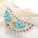 Relandy Crystal Hair Comb Evening Rhinestone Hair Accessories Bride Wedding Headpiece Gold for Women and Girls Blue