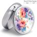 Round Floral Print Pill Box - 3 Compartment Portable Medicine Organizer | Decorative Metal Pocket Pill Case - Style 9 - Buy Online on GoSupps.com