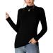 MANGDIUP Women's Mock Turtle Neck Long Sleeve Sleeveless Pullover Tops Slim Fit Basic Lightweight Soft T-Shirts Black X-Large