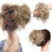 Tousled Updo Messy Bun Hair Extension Instant Ponytail With Elastic Rubber Band Updo Chignon Donut Scrunchies Extensions Hairpiece Synthetic Wavy Hair Strawberry Blonde mix Platinum Blonde
