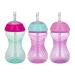 Nuby 3 Piece No-Spill Easy Grip Cup with Flex Straw  Clik It Lock Feature  Girl  10 Ounce