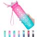ELYPHINE 32OZ Water Bottles with Removable Straw & Time Marker, Motivational Water Bottle with BPA Free Tritan Material, Leakproof Water Jug for Fitness Sports Eglantine