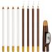 8 Pieces Barber Pencil with Built-in Sharpener Edge Hairline Razor Trace Pencils Beard Guide Beard and Hairline Pencils, Beard Shaping Pencils for Men (White, Light Brown)