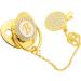 Golden Baby Pacifier with Curved Design & Clips | Custom 26 Letters | Safe for 6-18 Months - Buy Online on GoSupps.com