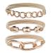Gold Bracelet Hair Ties with Beige Khaki Elastic - 2-in-1 Fashion Accessory for Women & Girls - Perfect for Hair & Wrist - Set of 3