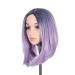 SWACC Ombre Colors Straight Short Hair Bob Wig Synthetic Colorful Cosplay Daily Party Flapper Wig for Women and Kids with Wig Cap (Lavender Purple)