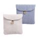 GRHOSE 2Packs Striped Period Bag with Wooden Button Morandi Color System Sanitary Napkin Storage Bag Menstrual Mini Bag for Teen Girls Women One Size Beige Blue