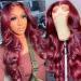 Ketanao Burgundy Lace Front Wigs Human Hair With Baby Hair Pre Plucked 99j 13x4 HD Transparent Lace Frontal Human Hair Wigs for Black Women Glueless 99j Burgundy Wig Human Hair Bleached Knots 150% Density Wine Red (20 In...