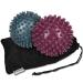 Navaris 2x hedgehog ball with knobs - 2 Set hedgehog ball massage ball - massage for hand foot back balance - fitness nopy ball 8cm medium and hard berry/petrol