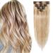 Elailite Clip in Hair Extension Real Human Hair Remy Natural Hair - 8 Pieces (Thin Weft) Full Head Straight - #18/613 Ash Blonde Mix Bleach Blonde - 10 Inch (50 g) 10 Inch (50 g) #18/613 Ash Blonde Mix Bleach Blonde