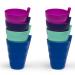 Klickpick Home Kids Cups with Built-in Straw - Set of 8 Toddler Drinking Cups with Straws 10 Ounce - Children Sip-a-Cup Dishwasher Safe BPA Free Brightly Colored Great Kid and Toddler Tumbler Cups