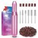 Guiseapue Electric Nail Files Gifts for Women Mum Nail Drill Set for Acrylic Gel Nails Portable Manicure Pedicure Kit with Sanding Bands and Nail Drill Bits Pink