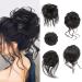 Fulang Hair 5/Pack hair part with rubber band large bun hair part wavy of course artificial hair hair tie women with hair updos hair extension messy bun hair parts (5 pieces/pack) (4#)