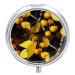 Round Pill Box Yellow Leaves and Fruits Print 3 Compartment Medicine Pill Case Print Pill Organizer Decorative Metal Portable Pill Box Pocket Pill Box Style-9