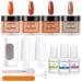 Lofuanna Dip Powder Nail Kit Starter-4 Colors Dipping Powder with Base&Top Coat&Activator No UV/LED Needed All-in-One DIY French Nail Art Manicure Set for Beginners (A2-Halloween Pumpkin)