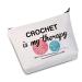 JXGZSO Knitting Project Bag Crochet Is My Therapy Knitting Humor Gift Yarn Bag Knitting Bag Mothers Day Gift (My Therapy B)