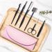6-in-1 Eyebrow Kit with Tweezers, Razor, Brush, Scissors & Pencil - Pink Leather Pouch Included - Buy Online on GoSupps.com