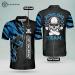 LASFOUR Custom Skull Bowling Team Polo Shirts - Personalized Short Sleeve Bowling Polo in Blue Skull Design - Buy Online on GoSupps.com