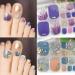 Glitter Marble Mermaid Toenail Art Stickers - 8 Sheets Self-Adhesive Full Toe Wraps & Nail Files for Women & Girls | Shop Internationally - Buy Online on GoSupps.com
