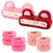 AMCAMI 6 Pcs Spa Headband and Wristband Set | Cute Bear Ears Design | Makeup and Skincare Headbands for Women | Pink Red - Buy Online on GoSupps.com