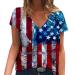 4th of July Summer Women Tops Crewneck Short Sleeve Plus Size Casual T Shirt Loose Fit Patriot Tops Workout Tee Blouse A05#blue Large