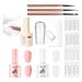 French Manicure Nail Polish Kit Pink and White Gel Nail Polish with Small UV Nail Light French Tip Nail Sticker and Nail Stamper for French Nail Art Design