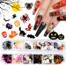 Halloween Nails Glitter Sequins 12 Colours Glitter for Nails Pumpkin Bat Black Halloween Nail Glitter Sequins Stickers Nail Decoration