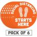 BeSafe Messaging Social Distancing Starts Here - 6 Pack 30.5 cm Round Repositionable Vinyl Footprint Stickers UL 410 Certified Non-Slip Ideal for Commercial & School Use - Buy Online on GoSupps.com