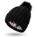 Women's Winter Beanie Hat - Thermal Knitted Warm Earflap Cap with Hairball Accent - Black - Buy Online on GoSupps.com