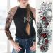 6 Sheets Full Arm Waterproof Black Skull Rose Temporary Tattoos for Men and Women - Extra Large Body Art Sticker Fake Tattoo - Buy Online on GoSupps.com