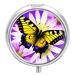 Pill Box Pill Case 3 Compartment Travel Pill Box Spring Butterfly and Flower Printing Small Pill Box Portable Medicine Pill Case Pill Organizer for Purse & Pocket for Travel Handbag (Round)