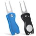 Vibit Foldable Golf Divot Repair Tool with Magnetic Ball Marker and Pop-up Button Green Tool Accessories with Metal Fork Tine and Plastic/Metal Handle for Golfers 2 Pack
