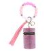 Lipstick Case Keychain Leather Diamond Lip Gloss Holder Stylish Travel Lipstick Organizer Makeup Storage Case for Purse Perfume Fingernail Polish (Pink)
