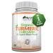 Organic Turmeric and Black Pepper Capsules 600mg - 365 Vegan Capsules - 1 Year Supply - Soil Association Certified - High Strength Tumeric Curcumin Supplement - Made in The UK