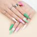 Barbie Pink & Green XXL Press on Nails - Jofay Fashion Designs | False Nails with Glue - 24pcs - Buy Online on GoSupps.com