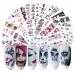 Halloween Nail Stickers Water Transfer Nail Decals Skull Ghost Eye Hulk Clown Witch Nail Art Stickers Halloween Party Supply Manicure Tips Decorations (24 Sheets)