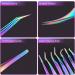 Eyelash Extension Tweezers Kit - Fangze 7 Pcs Rainbow Stainless Steel Set with Case - Buy Online on GoSupps.com
