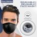 5 Layer Breathable Cotton Face Mask with Filter Reusable Black Face Masks Washable Uk with Adjustable Ear Straps Nose Wire & Replaceable Filters for Unisex Black 5 - Buy Online on GoSupps.com
