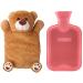 HomeTop Premium Classic Rubber Hot or Cold Water Bottle with Cute Stuffed Animal Cover (2 Liter, Red) Red 67.63 Fl Oz (Pack of 1)